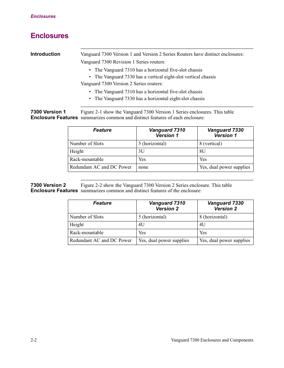 Enclosures | Vanguard Managed Solutions Vanguard 7300 Series User Manual | Page 34 / 227