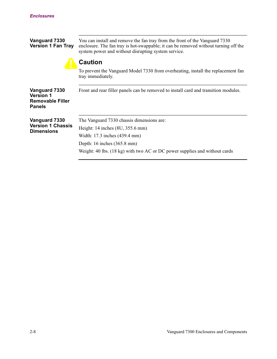 Caution | Vanguard Managed Solutions Vanguard 7300 Series User Manual | Page 40 / 227