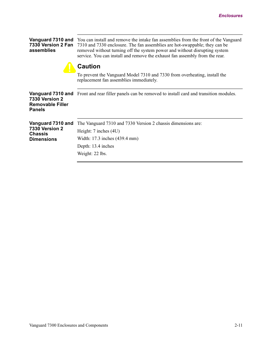 Caution | Vanguard Managed Solutions Vanguard 7300 Series User Manual | Page 43 / 227