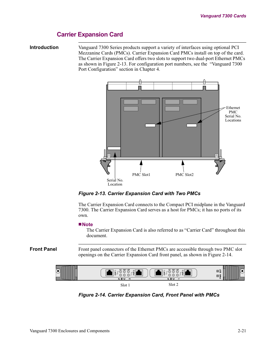 Carrier expansion card | Vanguard Managed Solutions Vanguard 7300 Series User Manual | Page 53 / 227