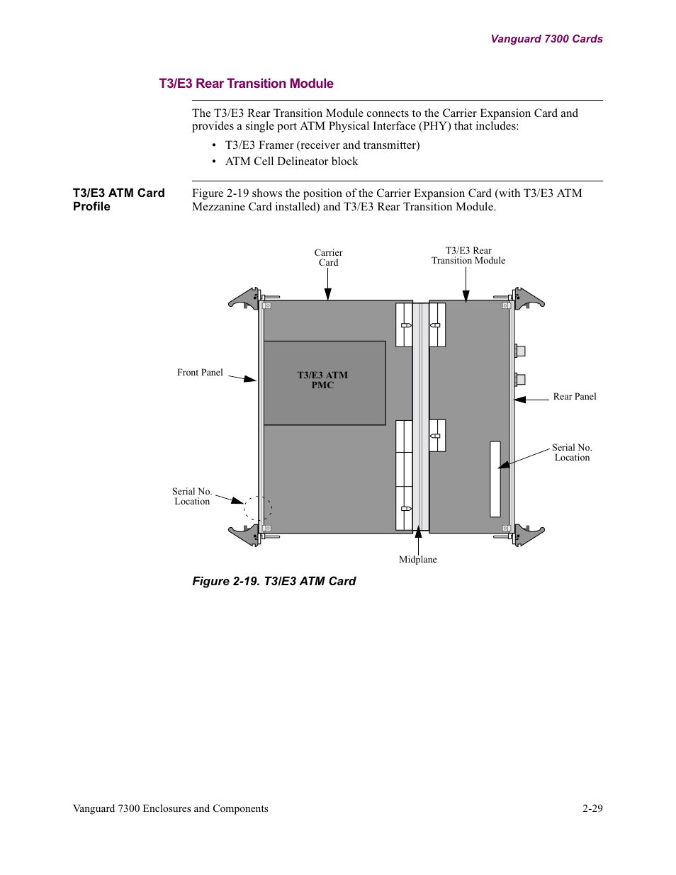 T3/e3 rear transition module | Vanguard Managed Solutions Vanguard 7300 Series User Manual | Page 61 / 227