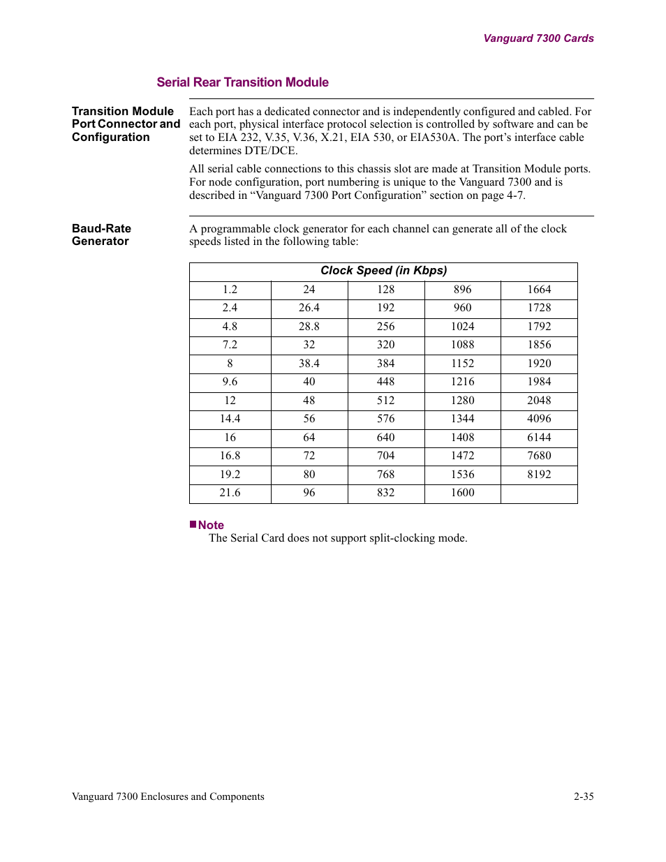 Serial rear transition module | Vanguard Managed Solutions Vanguard 7300 Series User Manual | Page 67 / 227