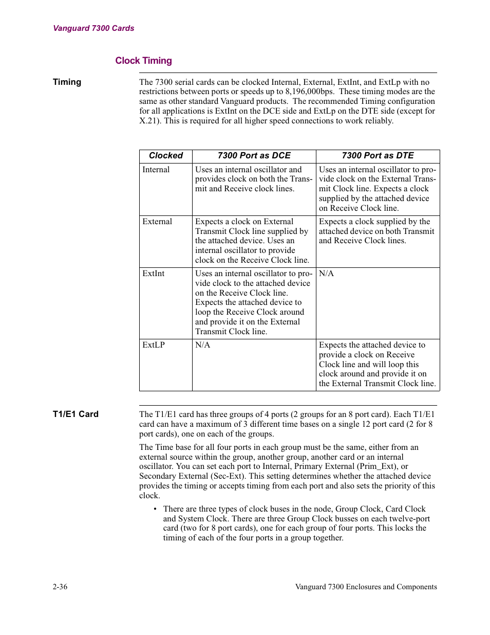 Clock timing | Vanguard Managed Solutions Vanguard 7300 Series User Manual | Page 68 / 227