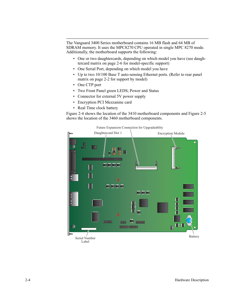 Motherboard, General description, Figure 2-4. vanguard 3410 series motherboard | Vanguard Managed Solutions 3400 Series User Manual | Page 30 / 74