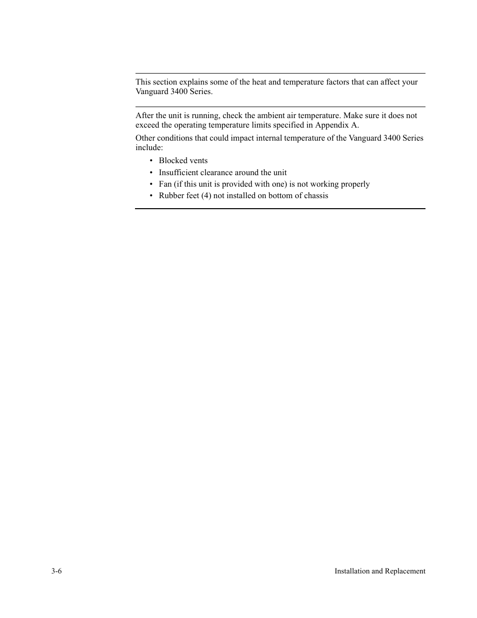Thermal considerations, Introduction, Temperature | Vanguard Managed Solutions 3400 Series User Manual | Page 42 / 74