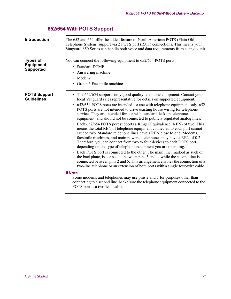 652/654 with pots support | Vanguard Managed Solutions 650 User Manual | Page 21 / 82