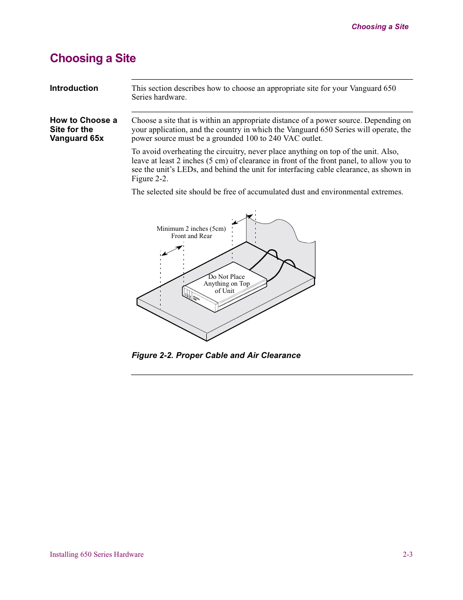 Choosing a site | Vanguard Managed Solutions 650 User Manual | Page 33 / 82