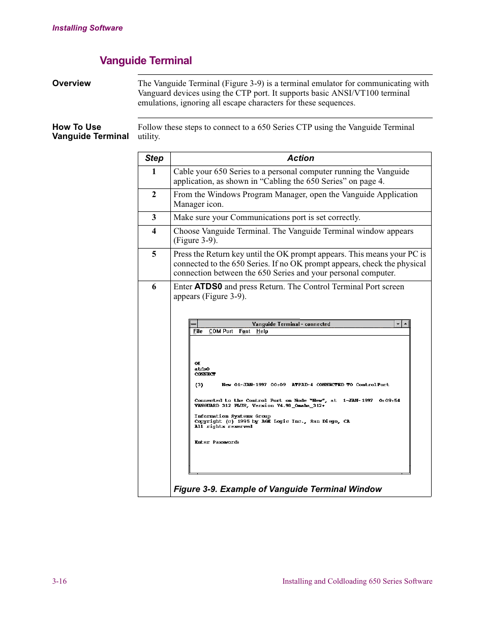 Vanguide terminal | Vanguard Managed Solutions 650 User Manual | Page 54 / 82