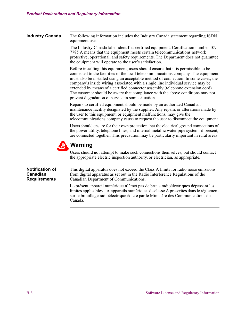 Warning | Vanguard Managed Solutions 650 User Manual | Page 76 / 82