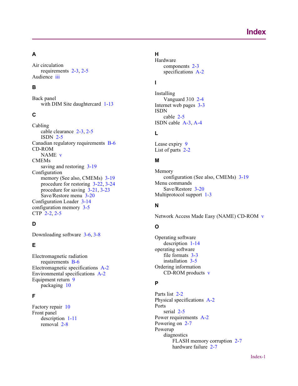 Index | Vanguard Managed Solutions 650 User Manual | Page 81 / 82