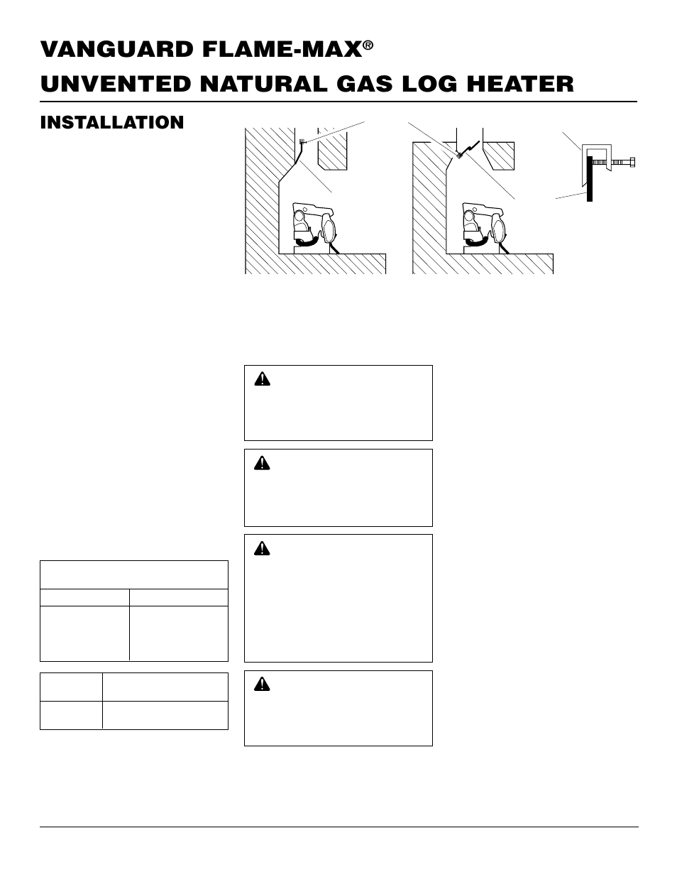 Unvented natural gas log heater vanguard flame-max, Installation, Continued | Vanguard Managed Solutions FLAME-MAX User Manual | Page 10 / 30