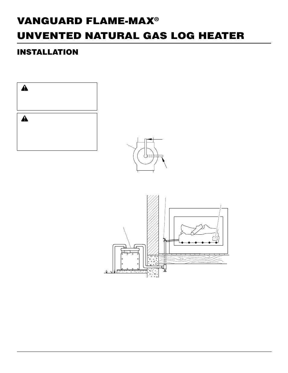 Unvented natural gas log heater vanguard flame-max, Installation, Continued | Vanguard Managed Solutions FLAME-MAX User Manual | Page 12 / 30