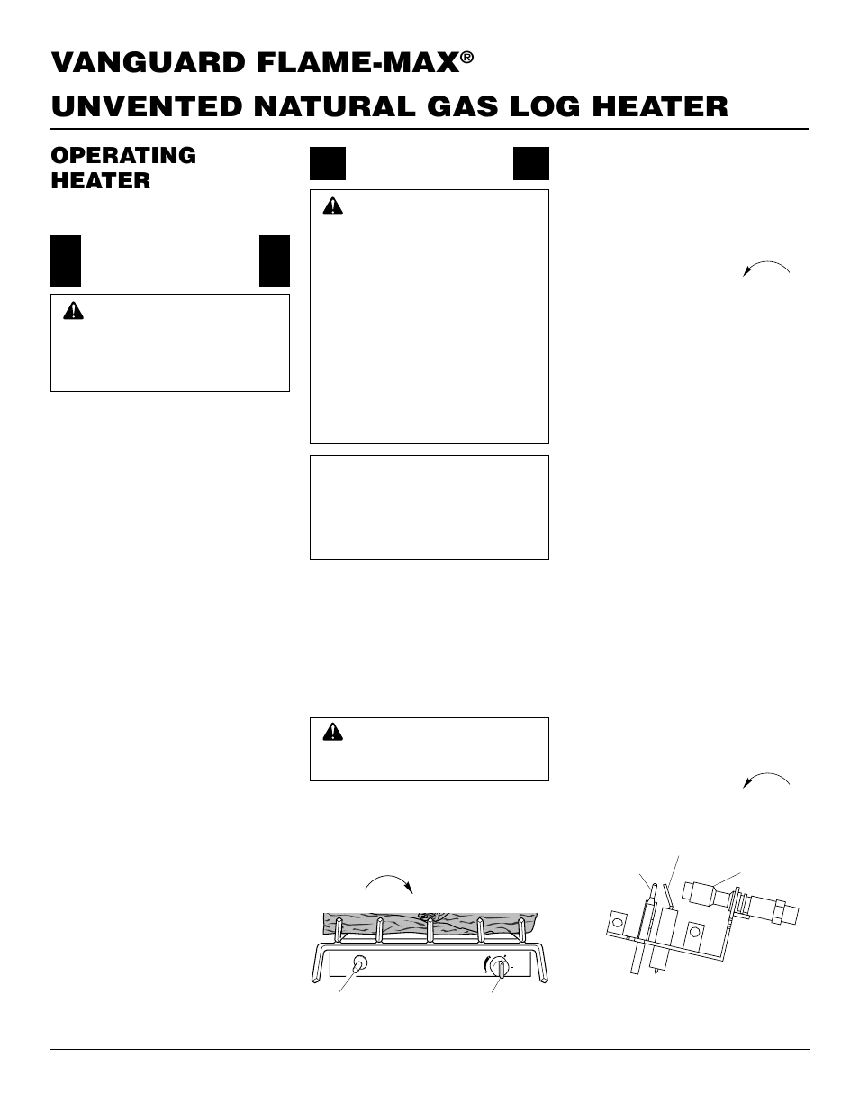 Unvented natural gas log heater vanguard flame-max, Operating heater | Vanguard Managed Solutions FLAME-MAX User Manual | Page 14 / 30