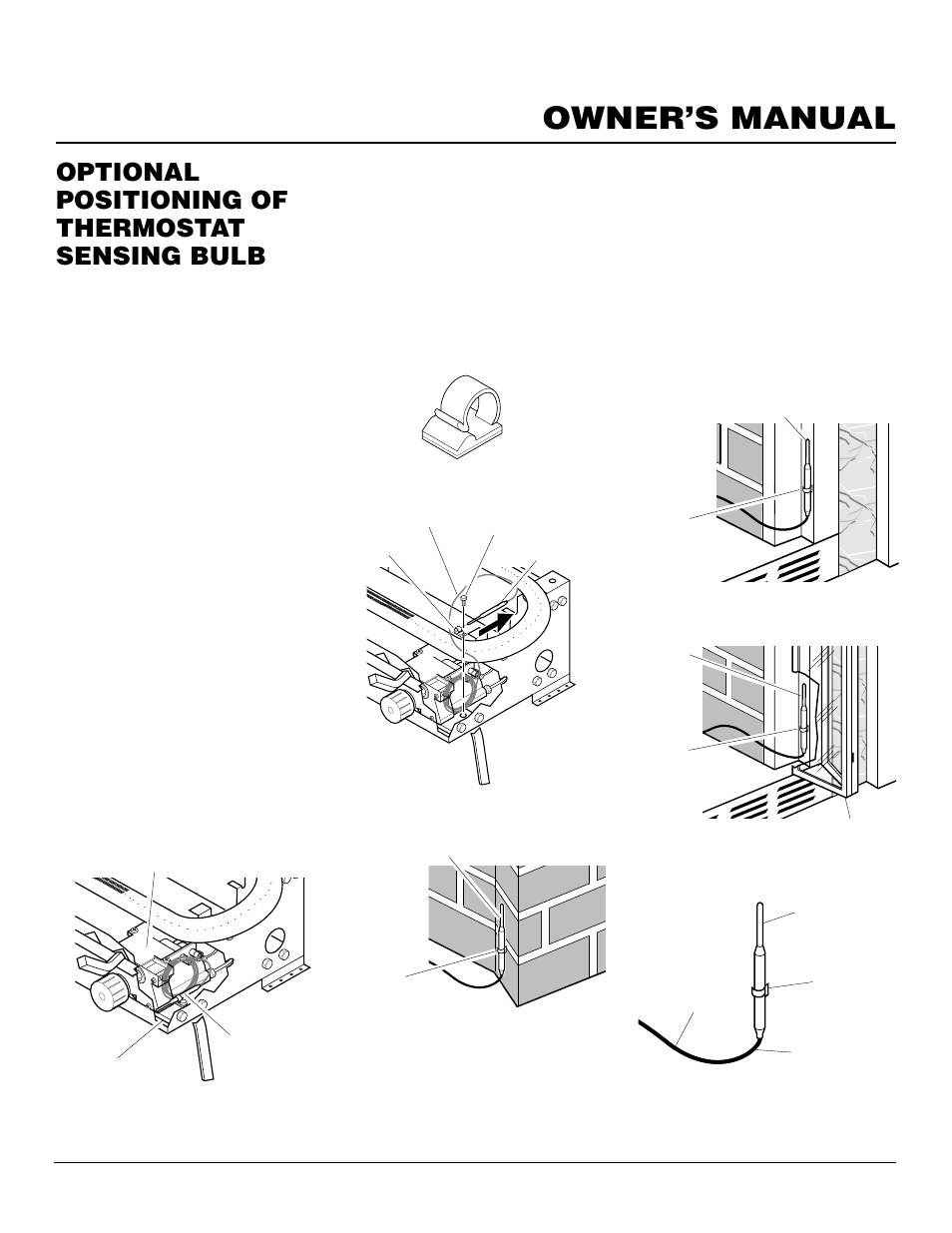 Owner’s manual, Optional positioning of thermostat sensing bulb | Vanguard Managed Solutions FLAME-MAX User Manual | Page 21 / 30