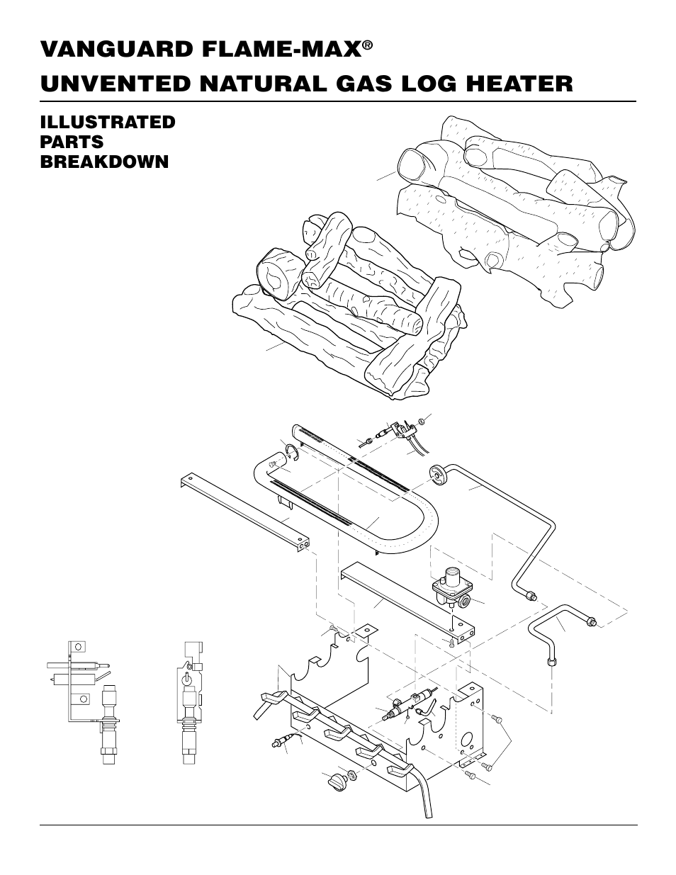 Unvented natural gas log heater vanguard flame-max, Illustrated parts breakdown, Flame-max | Vanguard Managed Solutions FLAME-MAX User Manual | Page 24 / 30