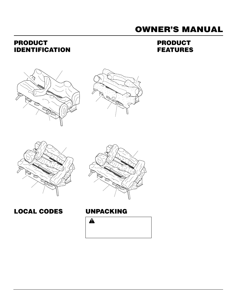 Owner’s manual, Product identification, Product features | Local codes, Unpacking | Vanguard Managed Solutions FLAME-MAX User Manual | Page 3 / 30