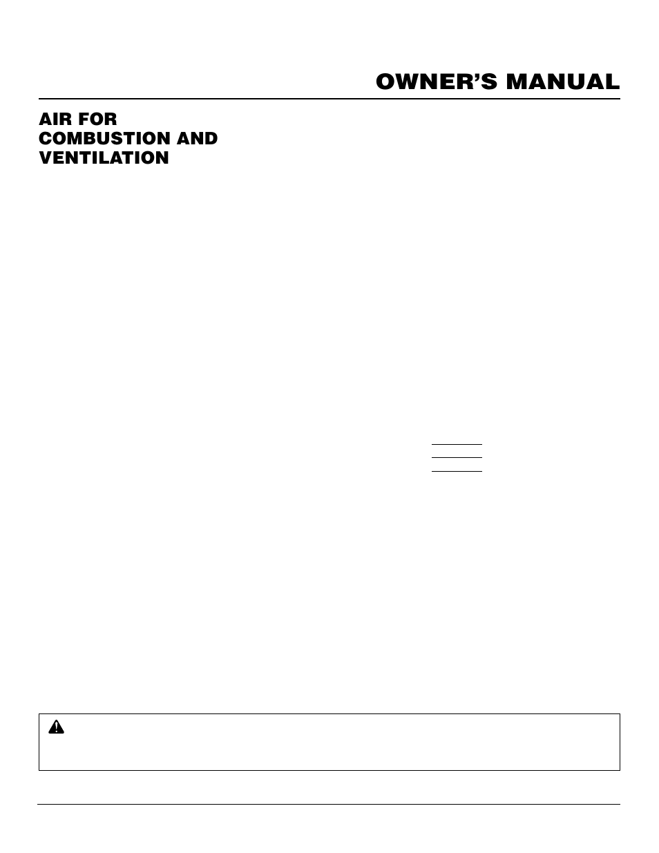 Owner’s manual, Air for combustion and ventilation, Continued | Vanguard Managed Solutions FLAME-MAX User Manual | Page 5 / 30