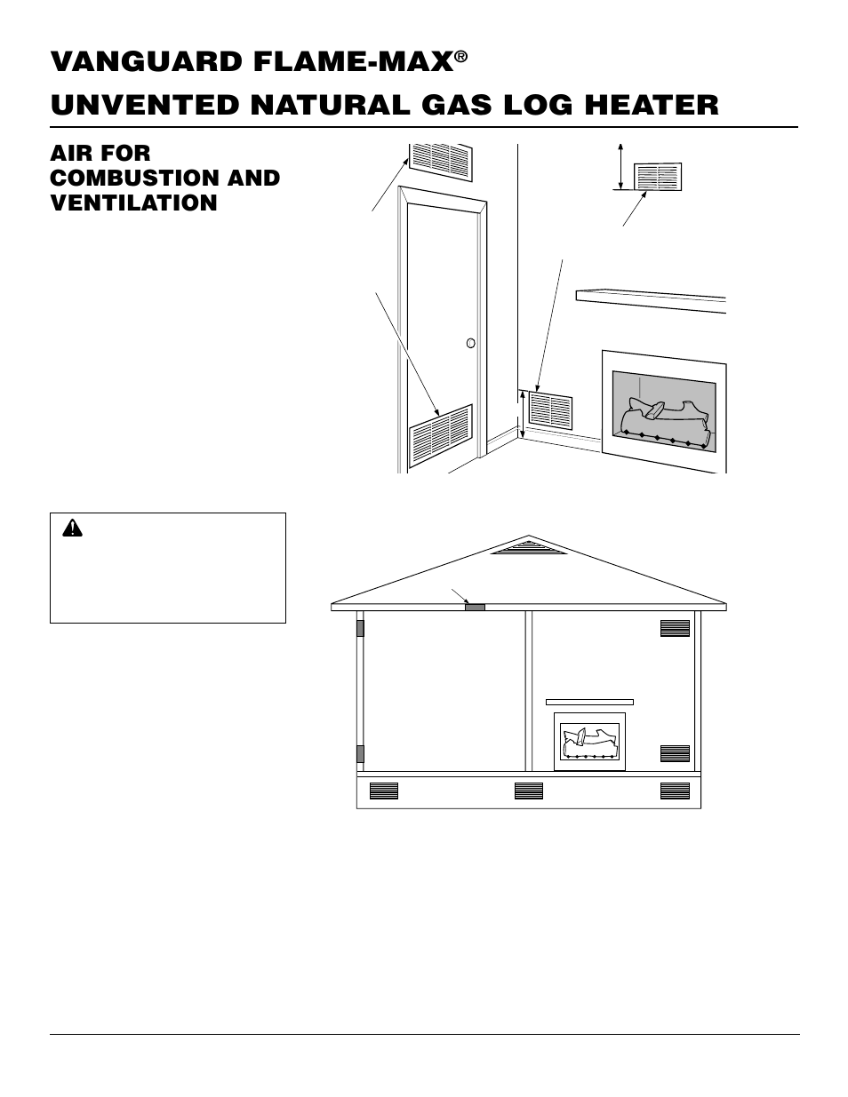 Unvented natural gas log heater vanguard flame-max, Air for combustion and ventilation | Vanguard Managed Solutions FLAME-MAX User Manual | Page 6 / 30
