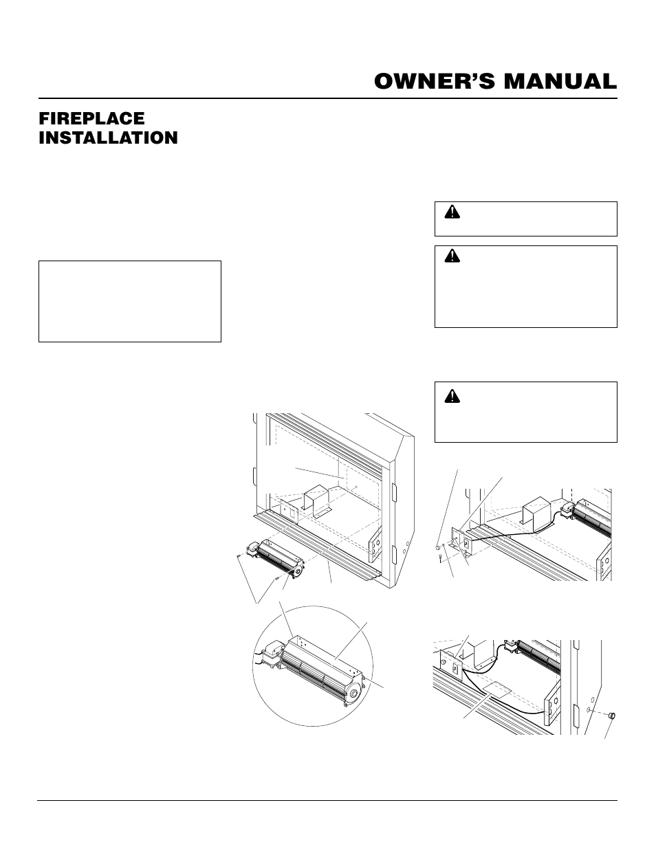 Owner’s manual, Fireplace installation, Continued | Vanguard Managed Solutions MBDV37 User Manual | Page 17 / 40