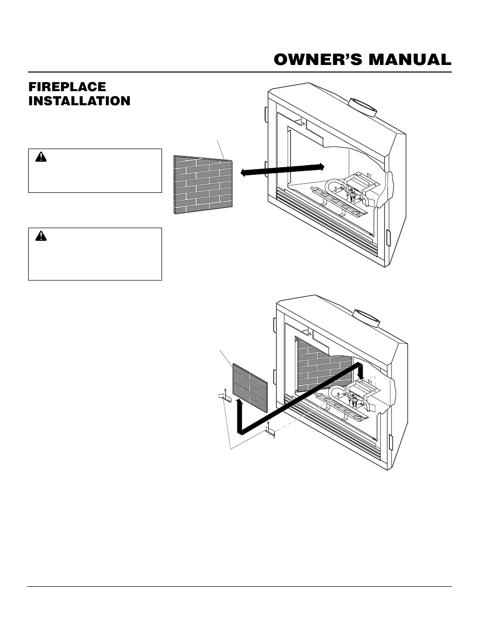 Owner’s manual, Fireplace installation, Continued | Vanguard Managed Solutions MBDV37 User Manual | Page 23 / 40