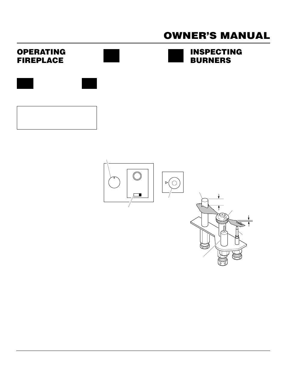 Owner’s manual, Inspecting burners, Operating fireplace | Continued, Pilot assembly, Burner flame pattern, Operating blower, Remote operation | Vanguard Managed Solutions MBDV37 User Manual | Page 27 / 40