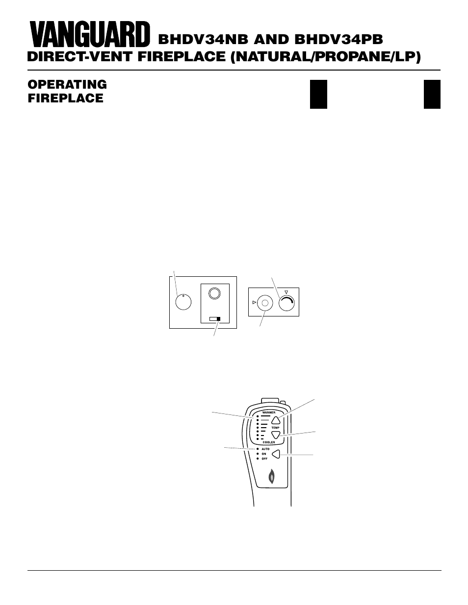 Direct-vent fireplace (natural/propane/lp), Bhdv34nb and bhdv34pb, Operating fireplace | Continued, Operating optional blower accessory, Ghrc series operation, Ghrcta series operation | Vanguard Managed Solutions BHDV34PB User Manual | Page 26 / 38