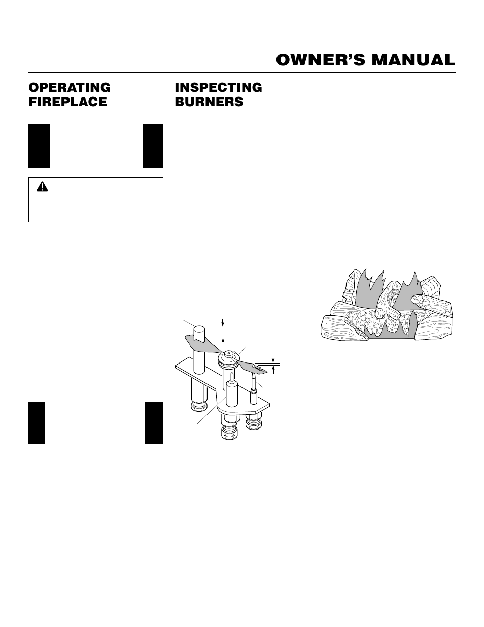 Owner’s manual, Inspecting burners, Operating fireplace | Vanguard Managed Solutions BHDV34PB User Manual | Page 27 / 38