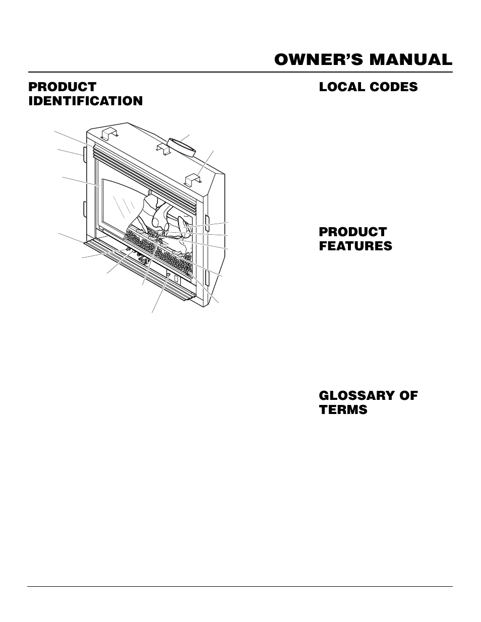 Owner’s manual, Product identification, Local codes product features | Glossary of terms | Vanguard Managed Solutions BHDV34PB User Manual | Page 3 / 38