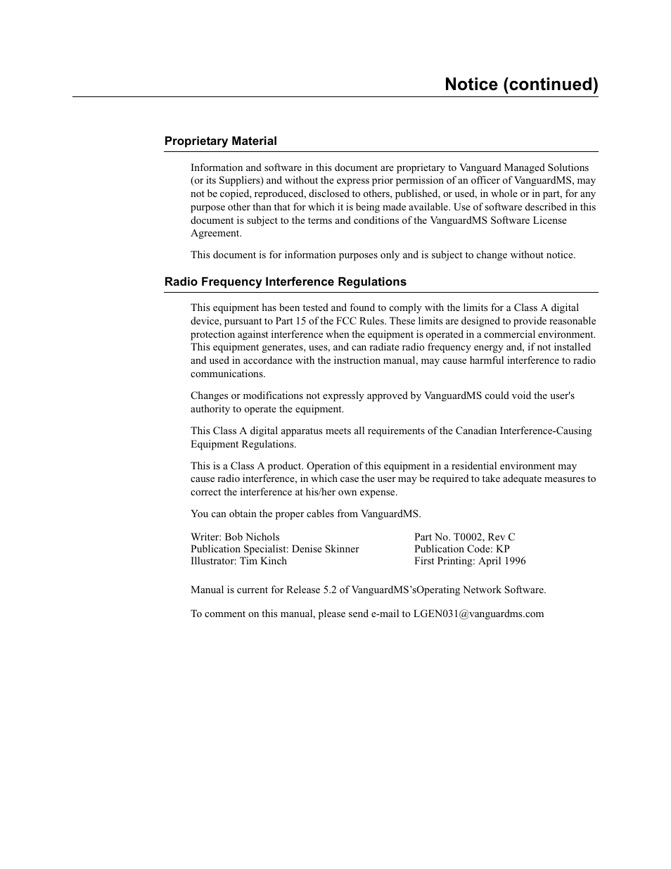 Notice (continued) | Vanguard Managed Solutions Vanguard 6500 PLUS User Manual | Page 3 / 102