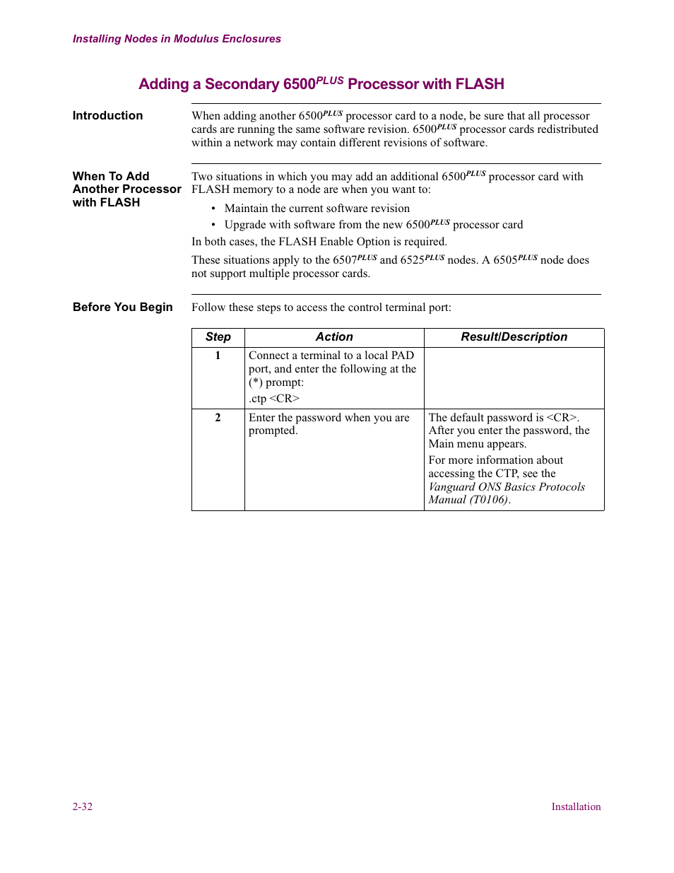 Adding a secondary 6500plus processor with flash, Adding a secondary 6500, Processor with flash | Vanguard Managed Solutions Vanguard 6500 PLUS User Manual | Page 40 / 102