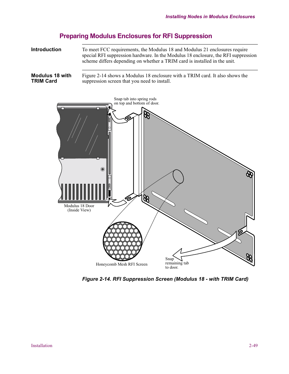 Preparing modulus enclosures for rfi suppression | Vanguard Managed Solutions Vanguard 6500 PLUS User Manual | Page 57 / 102