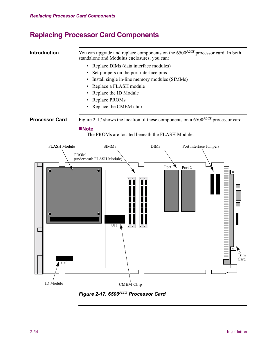 Replacing processor card components | Vanguard Managed Solutions Vanguard 6500 PLUS User Manual | Page 62 / 102