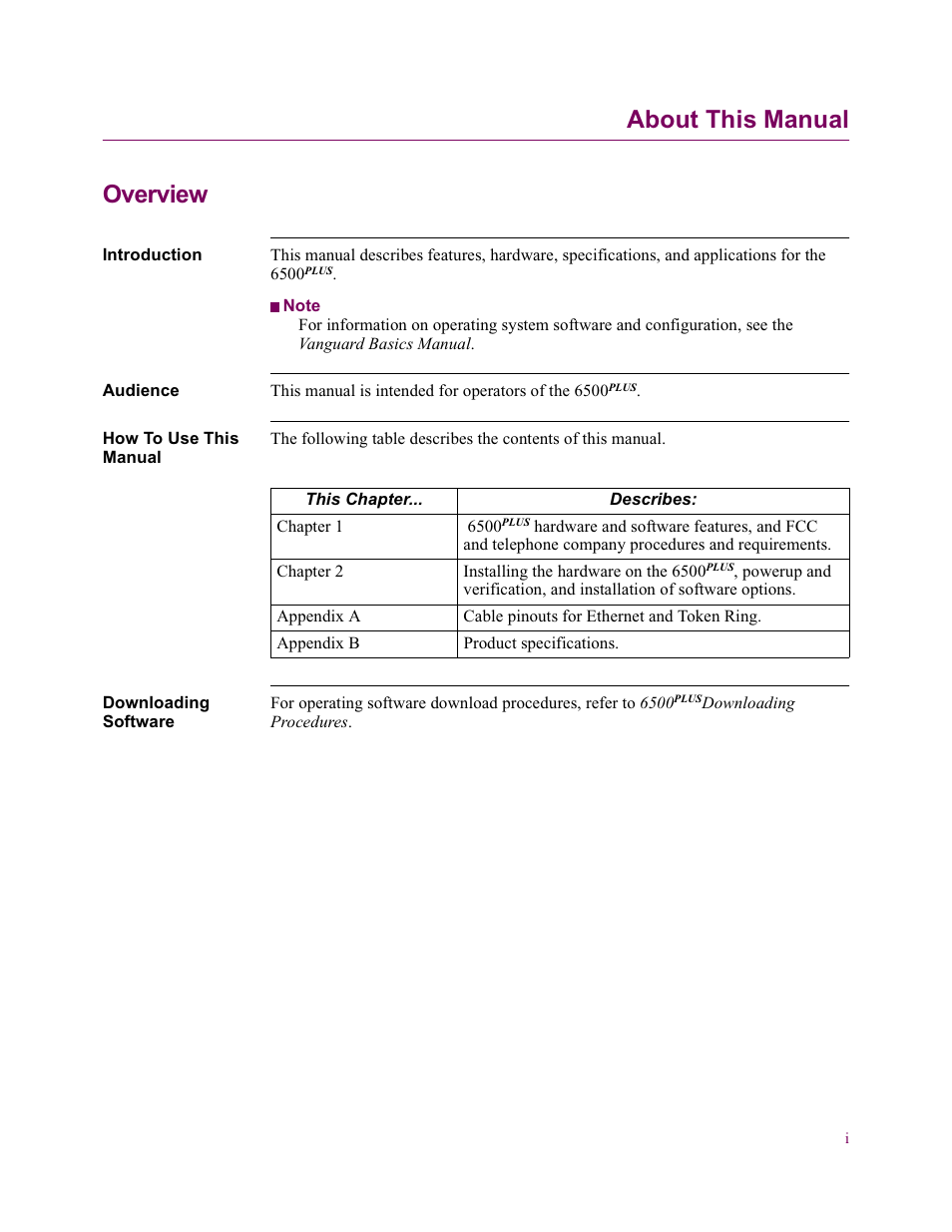 About this manual, About this manual overview | Vanguard Managed Solutions Vanguard 6500 PLUS User Manual | Page 7 / 102