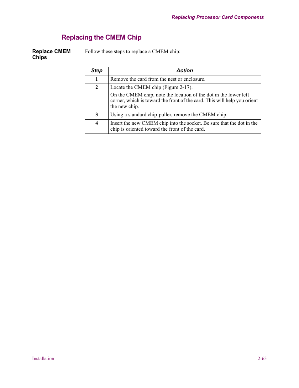 Replacing the cmem chip | Vanguard Managed Solutions Vanguard 6500 PLUS User Manual | Page 73 / 102