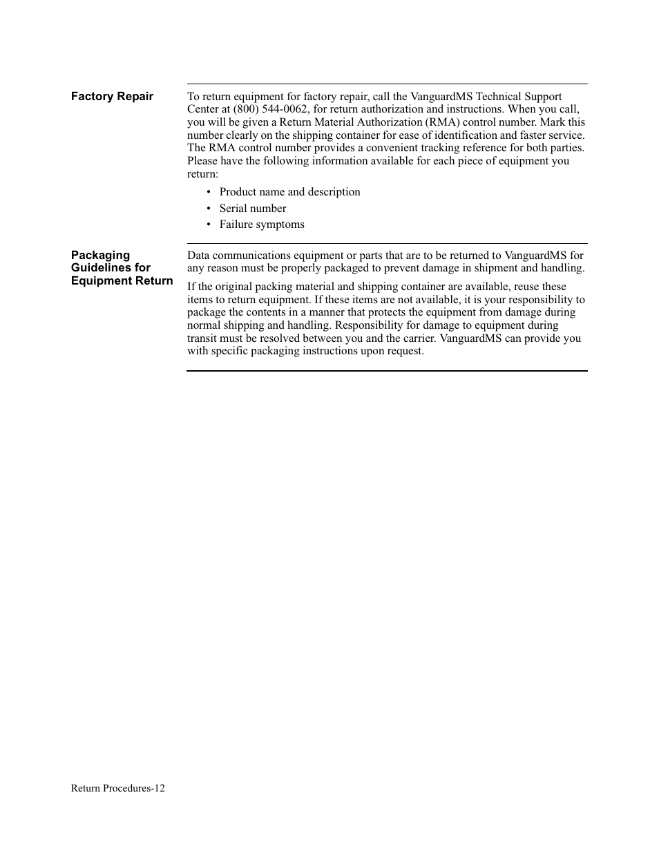 Vanguard Managed Solutions Vanguard 342 User Manual | Page 112 / 115