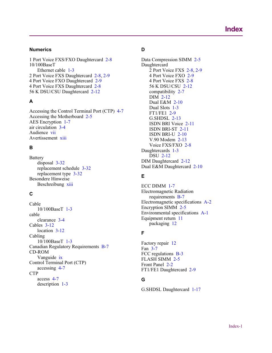 Index | Vanguard Managed Solutions Vanguard 342 User Manual | Page 113 / 115