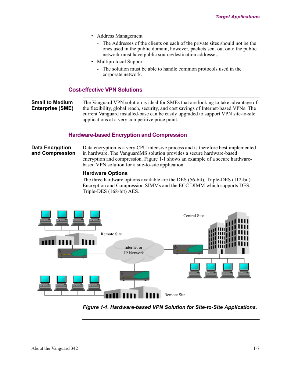 Cost-effective vpn solutions, Hardware-based encryption and compression | Vanguard Managed Solutions Vanguard 342 User Manual | Page 27 / 115