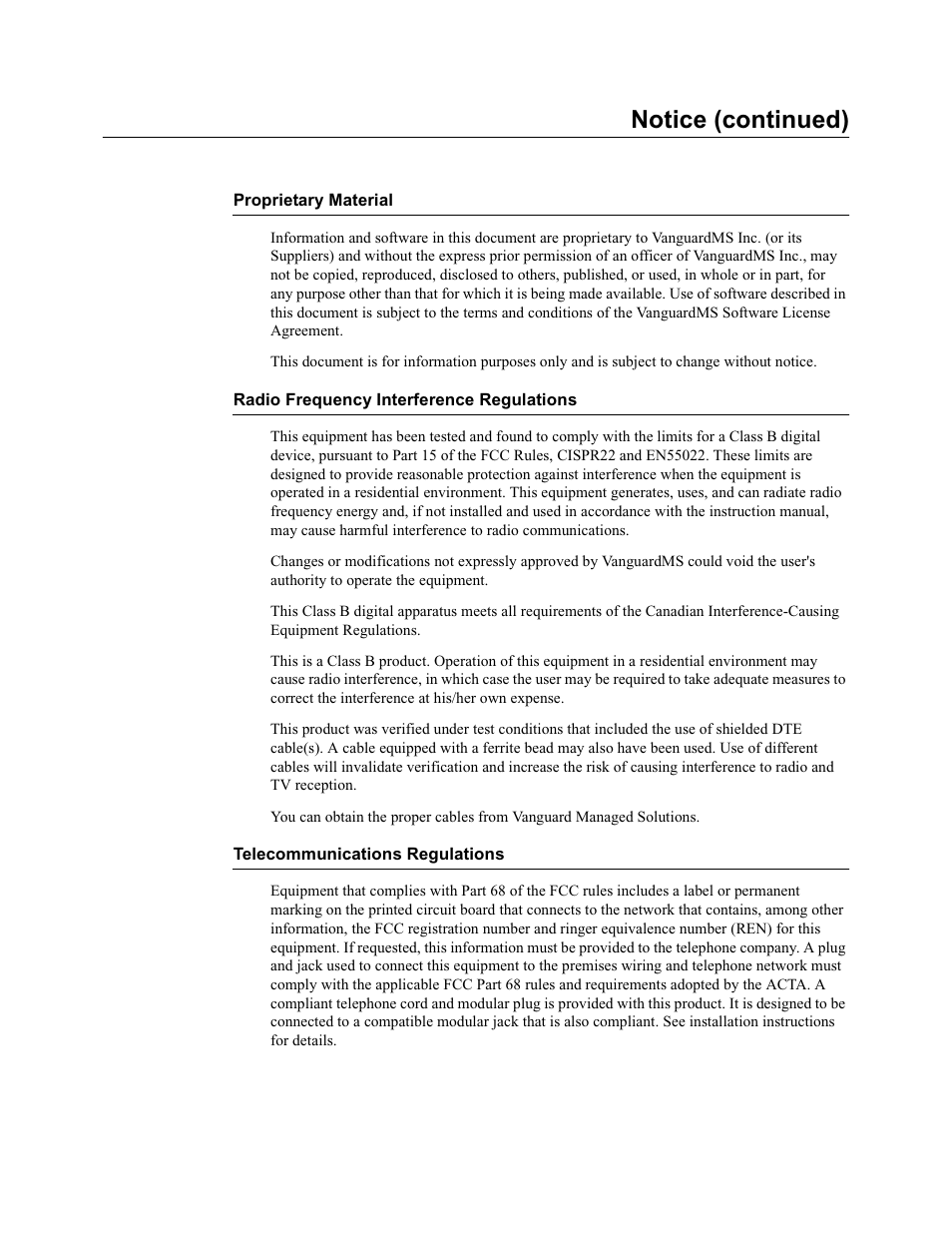 Notice (continued) | Vanguard Managed Solutions Vanguard 342 User Manual | Page 3 / 115