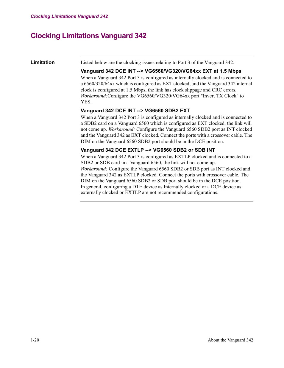 Clocking limitations vanguard 342 | Vanguard Managed Solutions Vanguard 342 User Manual | Page 40 / 115