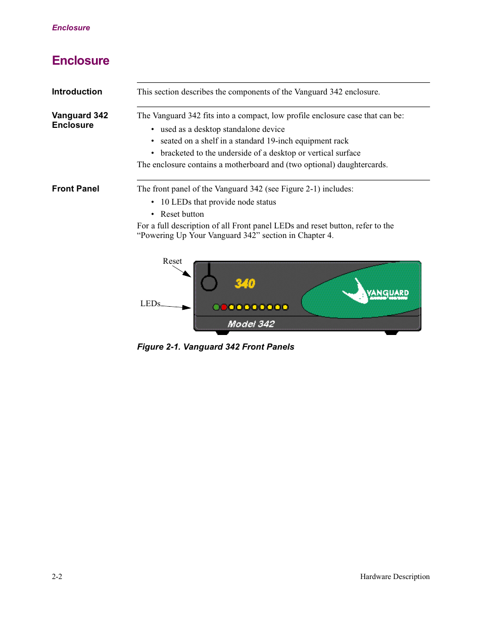 Enclosure | Vanguard Managed Solutions Vanguard 342 User Manual | Page 42 / 115