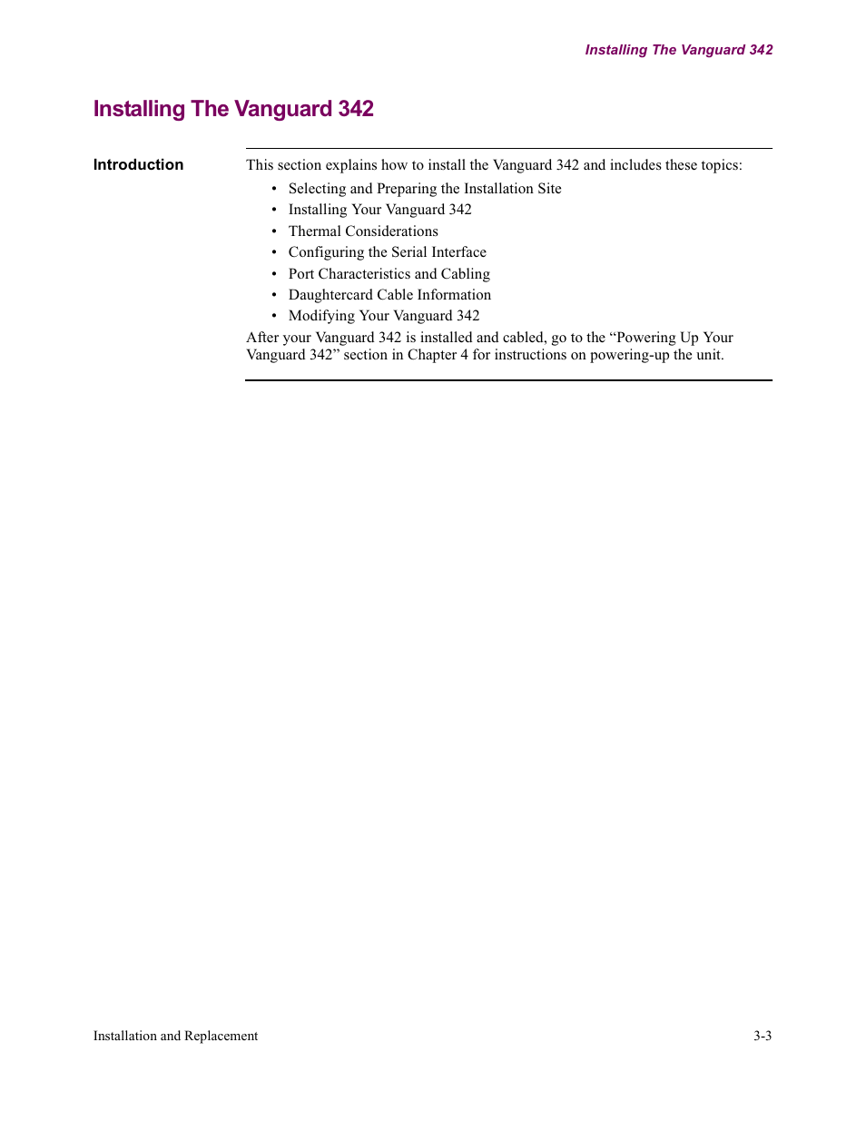 Installing the vanguard 342 | Vanguard Managed Solutions Vanguard 342 User Manual | Page 57 / 115