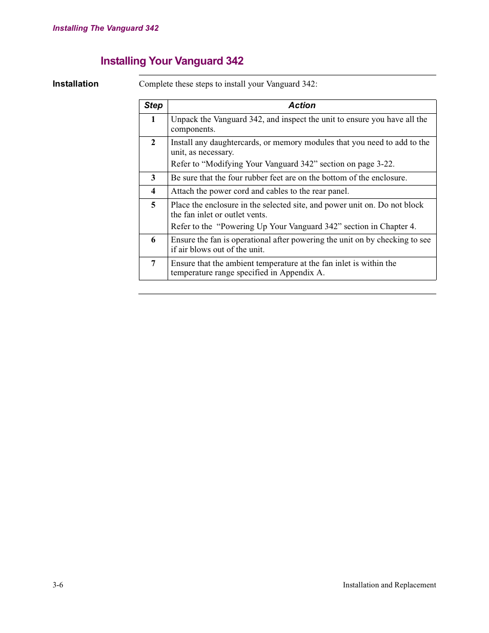 Installing your vanguard 342 | Vanguard Managed Solutions Vanguard 342 User Manual | Page 60 / 115