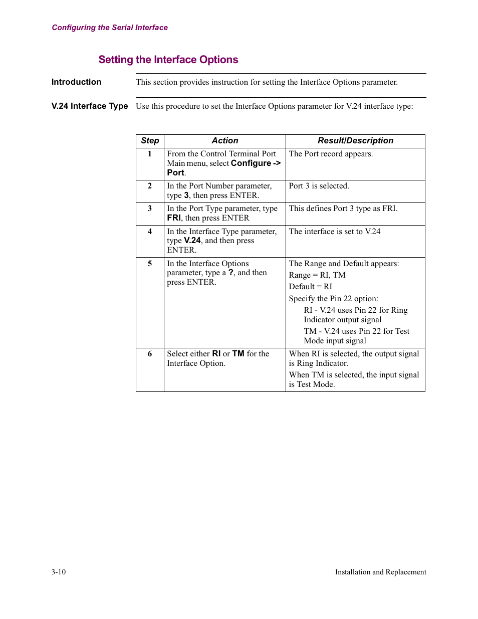 Setting the interface options | Vanguard Managed Solutions Vanguard 342 User Manual | Page 64 / 115