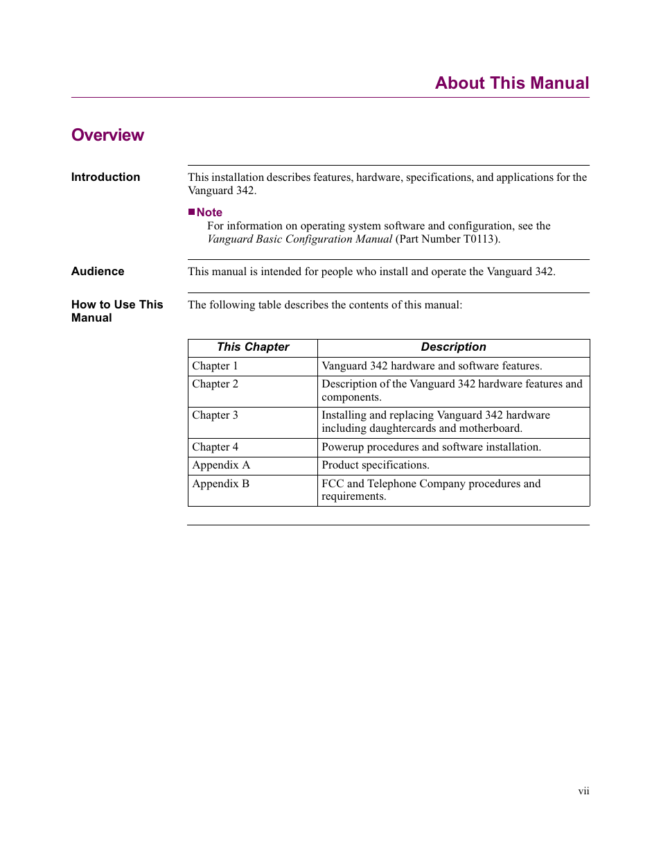 About this manual, About this manual overview | Vanguard Managed Solutions Vanguard 342 User Manual | Page 7 / 115