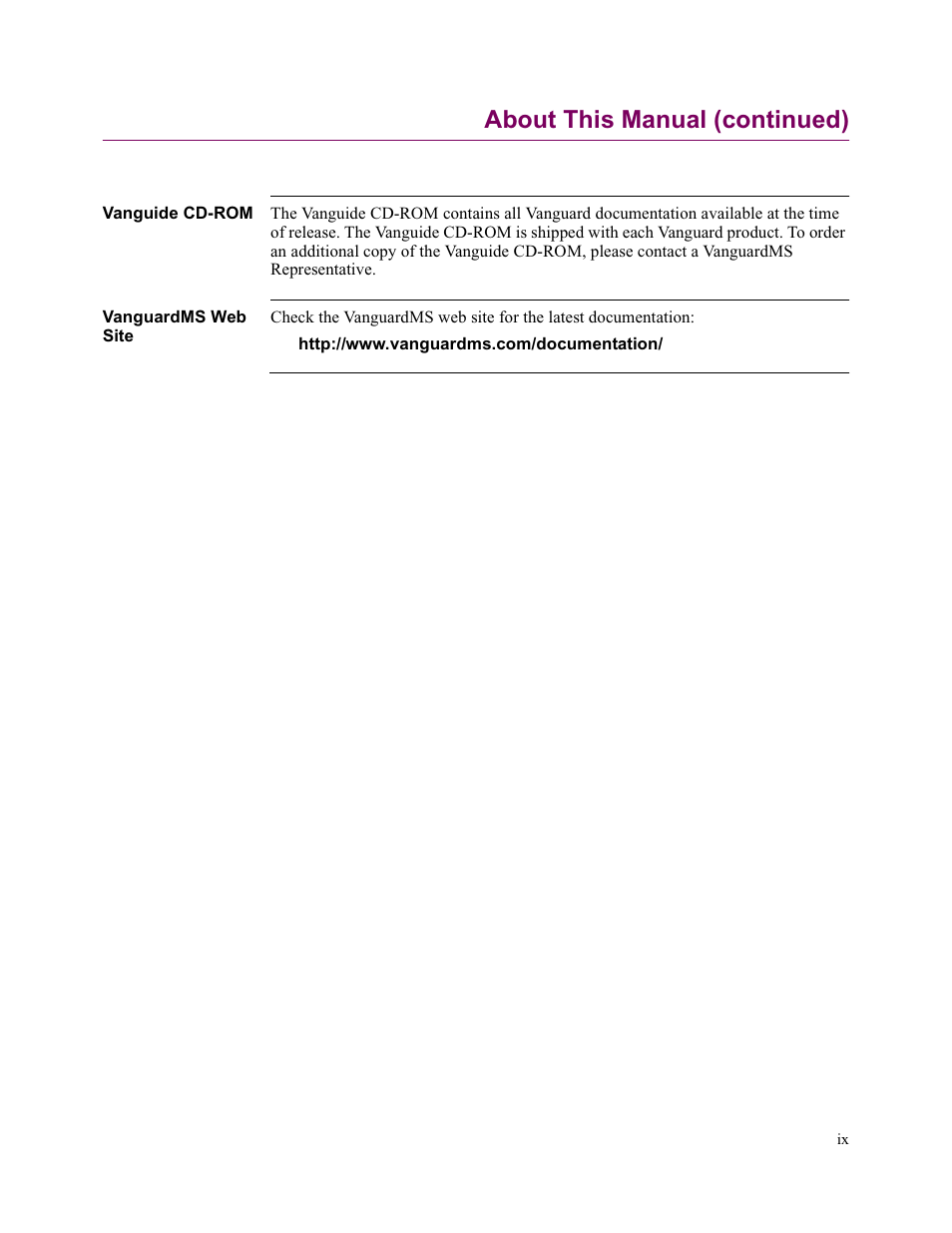 About this manual (continued) | Vanguard Managed Solutions Vanguard 342 User Manual | Page 9 / 115