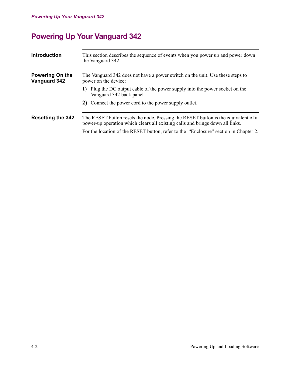 Powering up your vanguard 342 | Vanguard Managed Solutions Vanguard 342 User Manual | Page 90 / 115