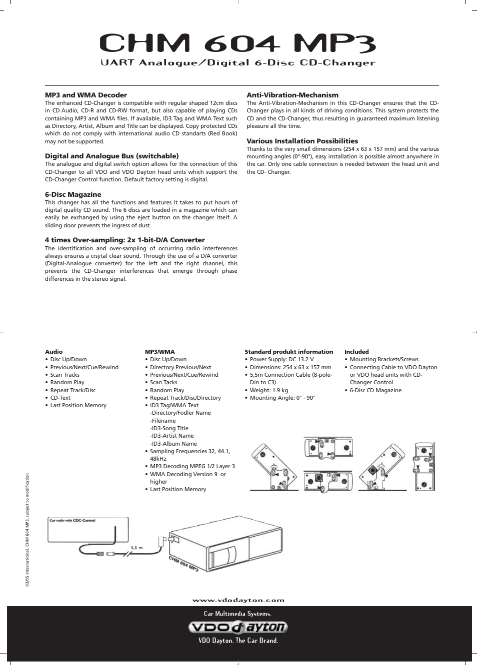 Chm 604 mp3 | VDO Dayton CHM 604 MP3 User Manual | Page 2 / 2