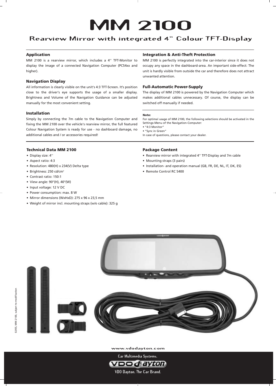 Mm 2100 | VDO Dayton Rearview Mirror MM 2100 User Manual | Page 2 / 2