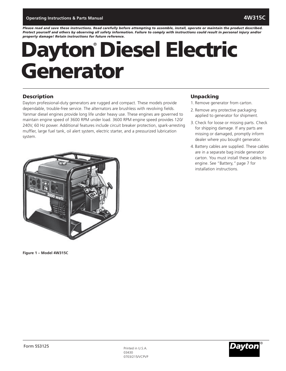 VDO Dayton 4W315C User Manual | 28 pages