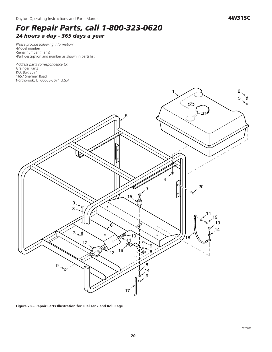 Dayton diesel electric generator | VDO Dayton 4W315C User Manual | Page 20 / 28